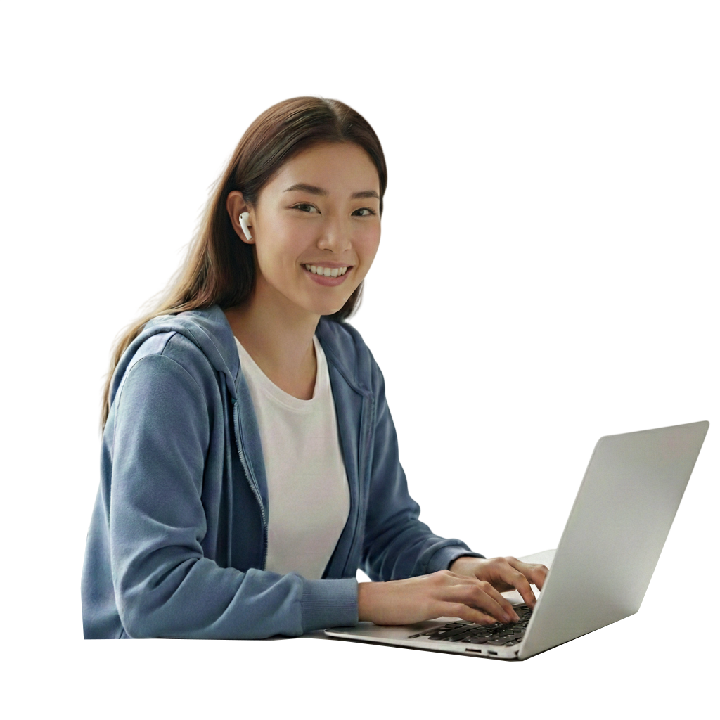 Student learning with laptop